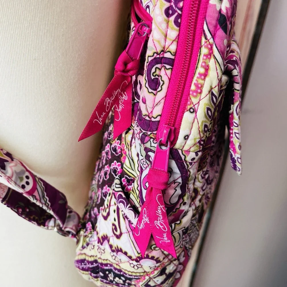 Vera Bradley Retired 2010 'Very Berry Paisley' Small Backpack Adjustable Strap - Picture 4 of 9